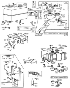 Carburetor And Fuel Tank Assys Diagram and Parts List for 131431-0146-XX  Briggs and Stratton Engine